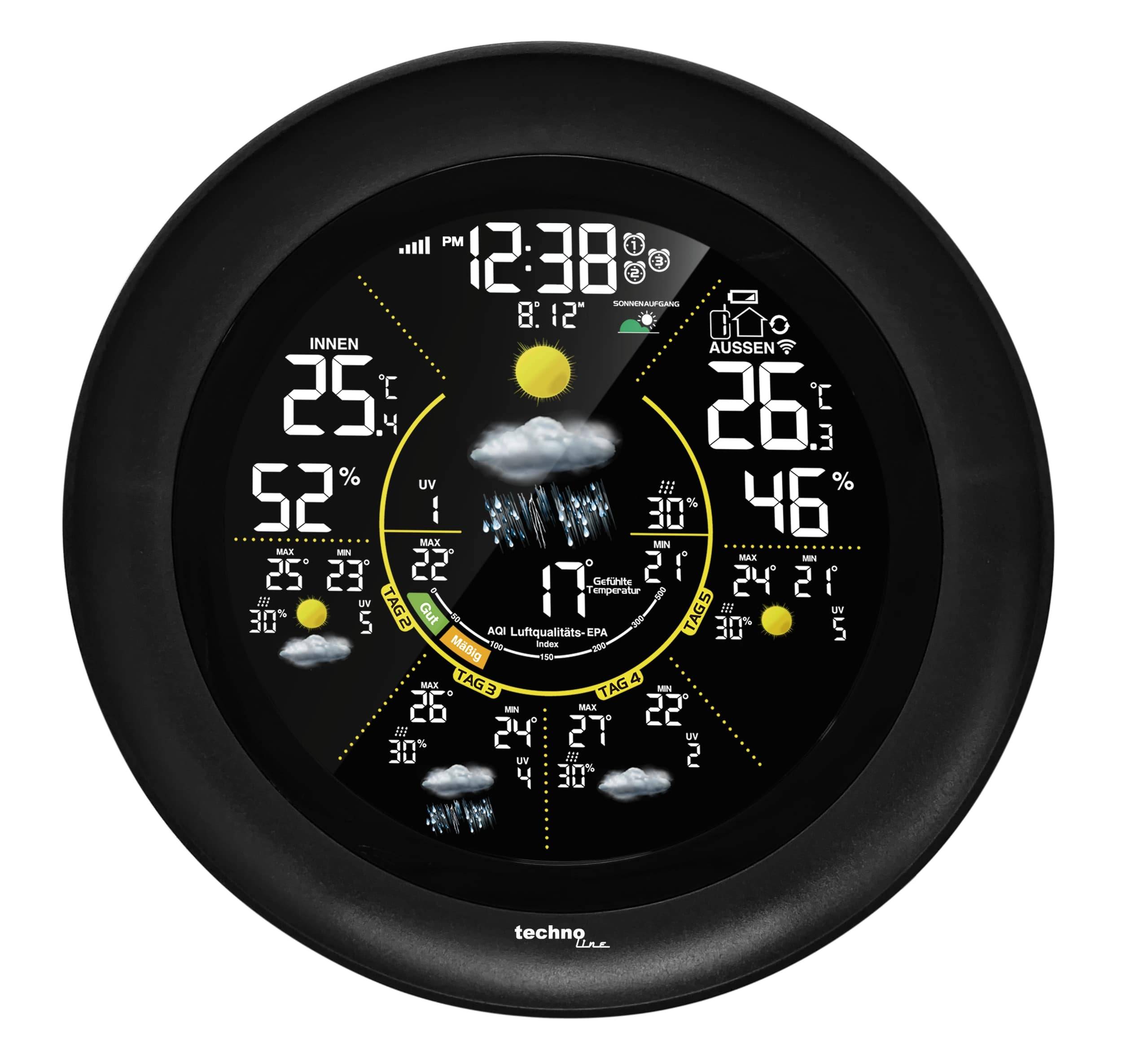 TECHNOLINE WLAN-Wetterstation WD3040, schwarz