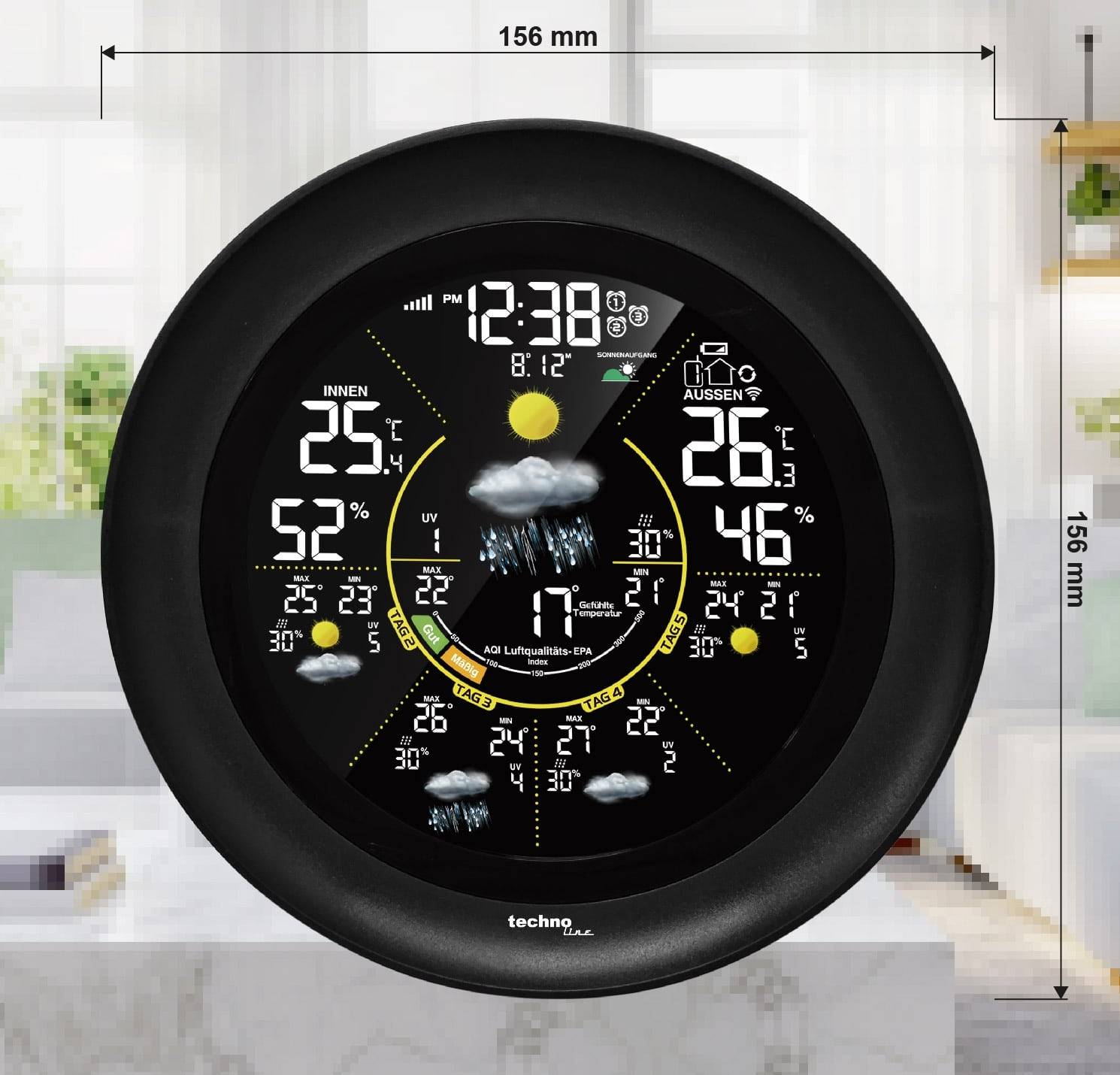 TECHNOLINE WLAN-Wetterstation WD3040, schwarz