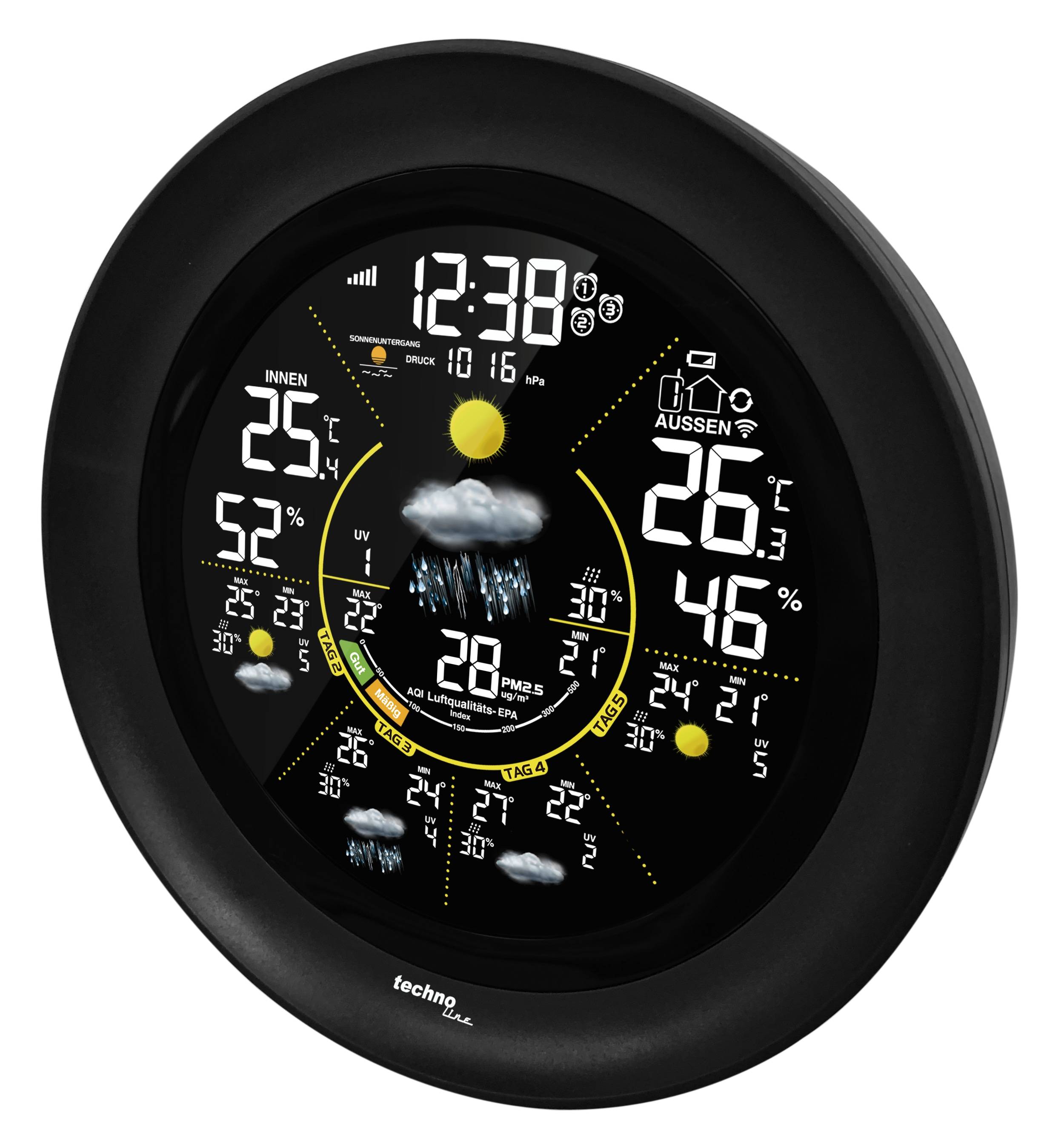 TECHNOLINE WLAN-Wetterstation WD3040, schwarz