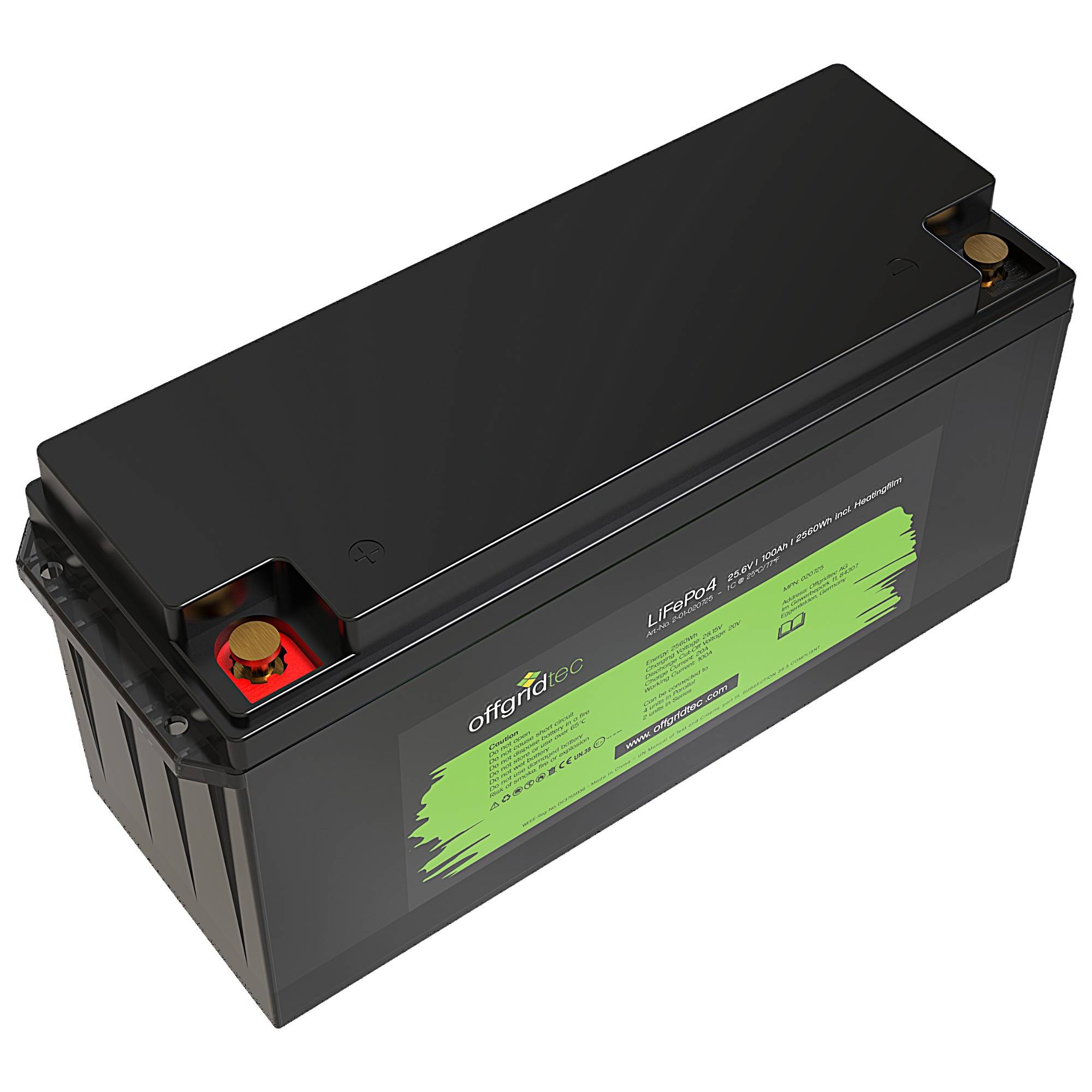 Offgridtec LifePO4 Akku 25,6/100 25,6V 100Ah mit BMS und Heizmatte 2560Wh