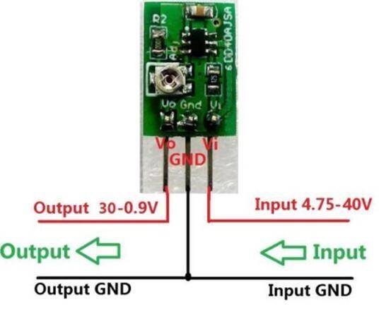 Mini Step-Down Converter einstellbar 4,75-40V -> 0,9-30V / 800mA mit Pin-Header