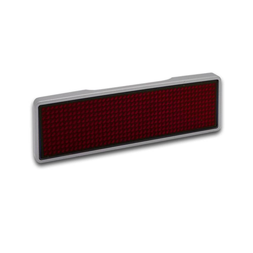 LED Name Tag, 11x44 Pixel, USB-C - Rahmen: silber - LED: rot