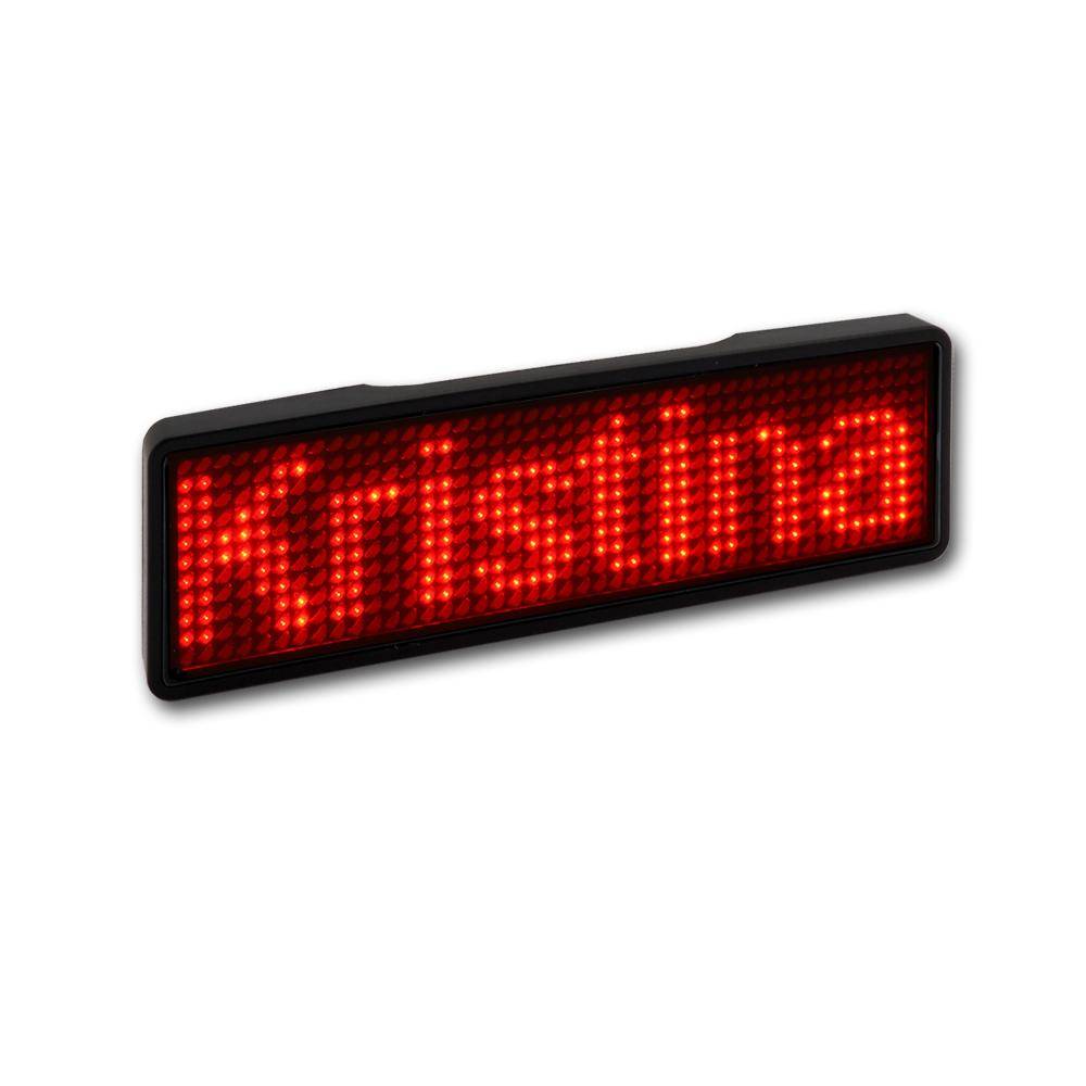 LED Name Tag, 11x44 Pixel, USB-C - Rahmen: schwarz - LED: rot