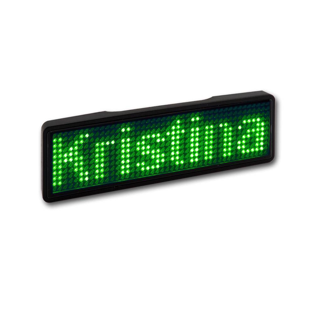 LED Name Tag, 11x44 Pixel, USB-C - Rahmen: schwarz - LED: grün