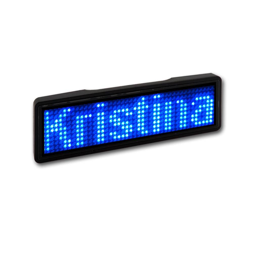 LED Name Tag, 11x44 Pixel, USB-C - Rahmen: schwarz - LED: blau