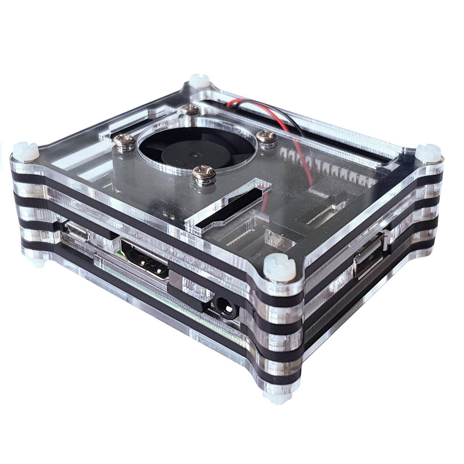 Gehäuse für Raspberry Pi 3 A+ mit Lüfter, stackable, transparent/schwarz