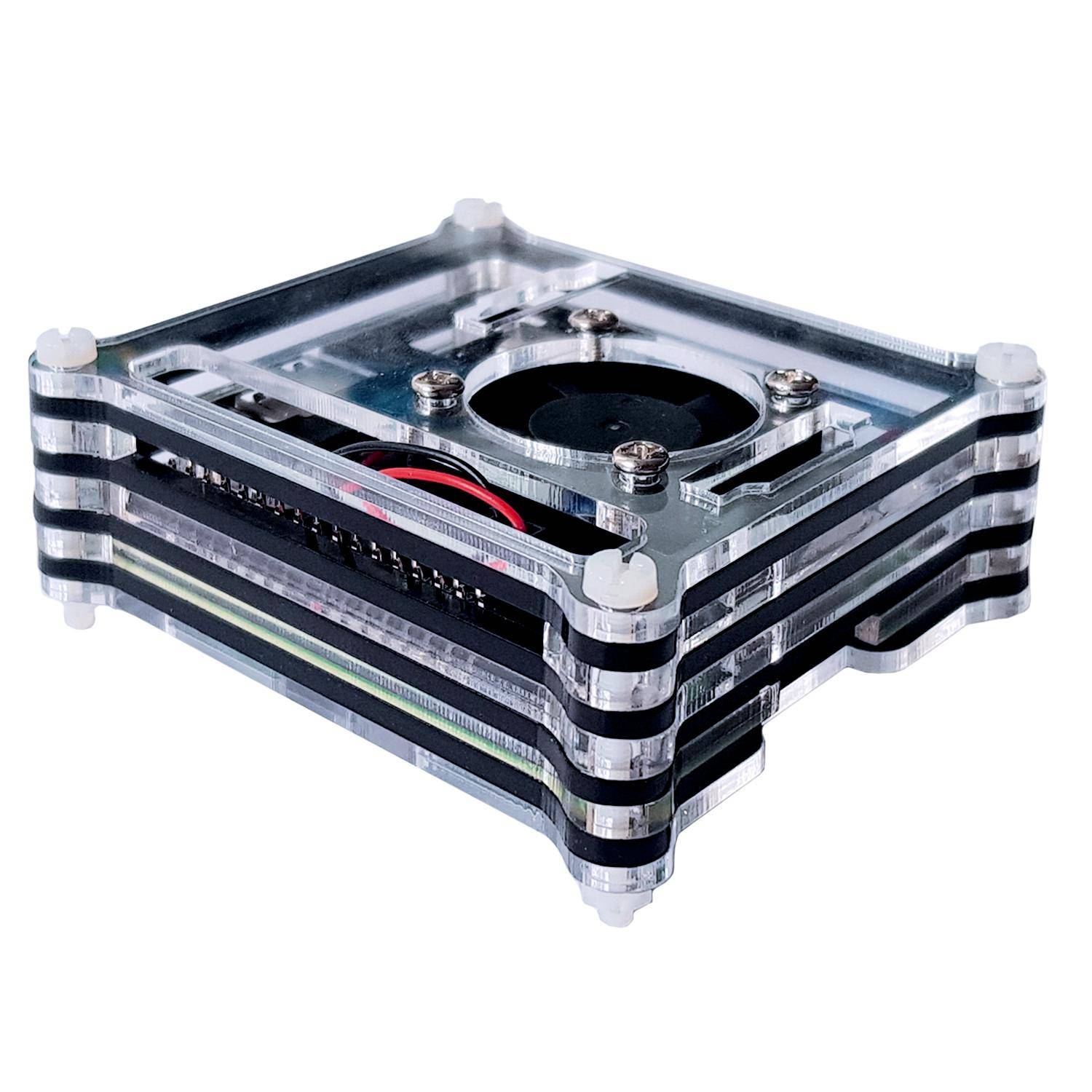 Gehäuse für Raspberry Pi 3 A+ mit Lüfter, stackable, transparent/schwarz