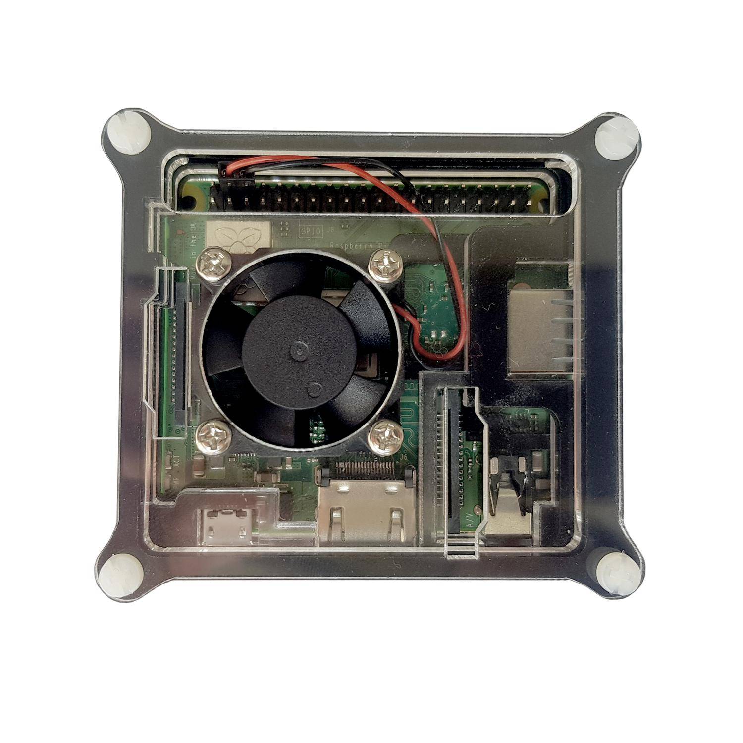 Gehäuse für Raspberry Pi 3 A+ mit Lüfter, stackable, transparent/schwarz