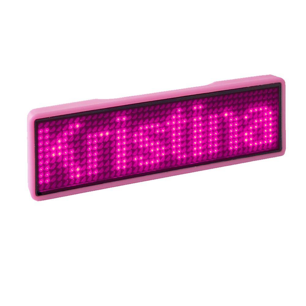 LED Name Tag, 11x44 Pixel, USB-C - Rahmen: unifarben - LED: pink
