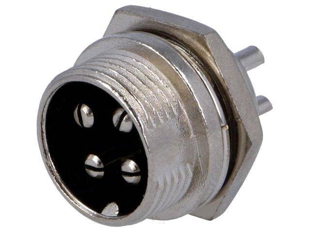 Mikrofon Einbaustecker, 4-polig, Lötmontage