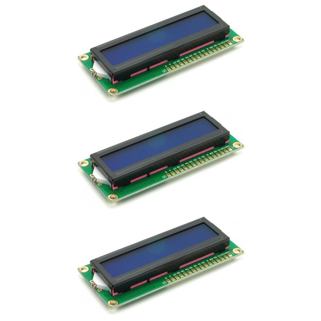 3 x Alphanumerisches LCD 16x2, blau / weiß