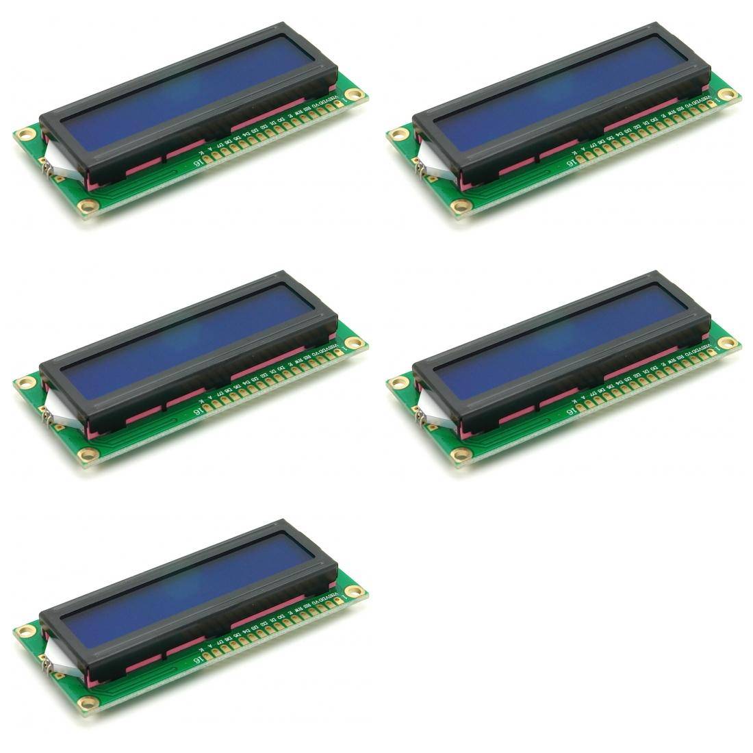 5 x Alphanumerisches LCD 16x2, blau / weiß