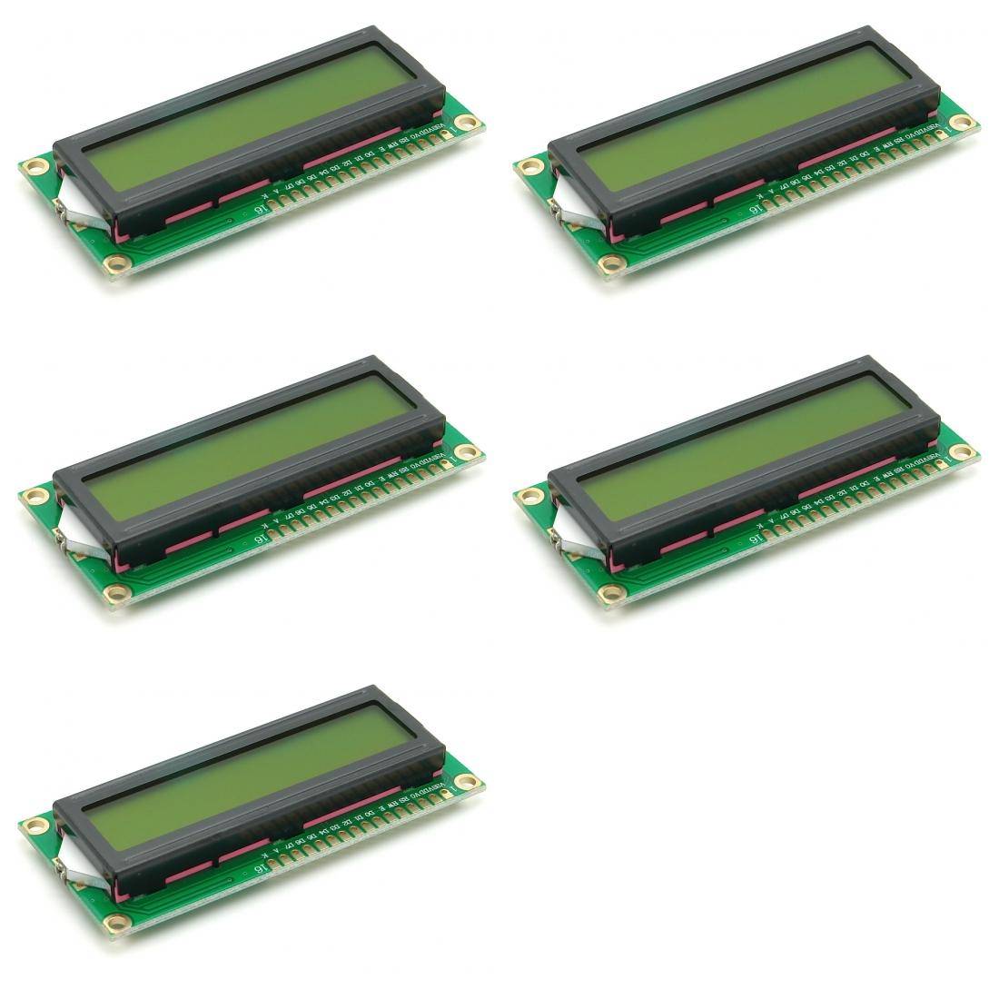 5 x Alphanumerisches LCD 16x2, grün / gelb