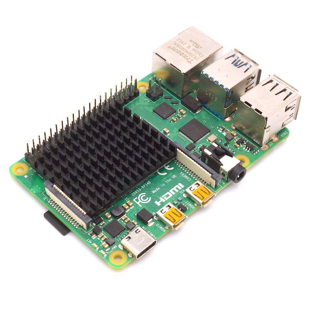 2 x Kühlkörper 40 x 30 x 5mm für Raspberry Pi 4, schwarz