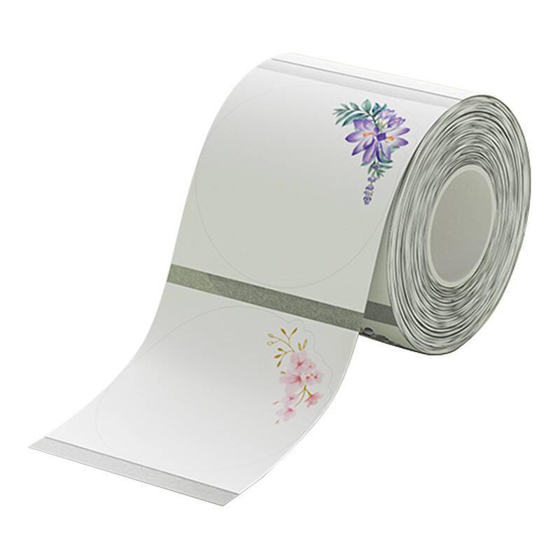 Niimbot Thermoetiketten, 41x41 mm, 1 x Rolle mit 170 Stück, Rund, Blumenmotiv