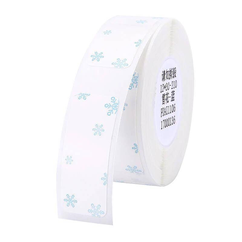 Niimbot Thermoetiketten, 12x30 mm, 1 x Rolle mit 210 Stück, Schneeflocken