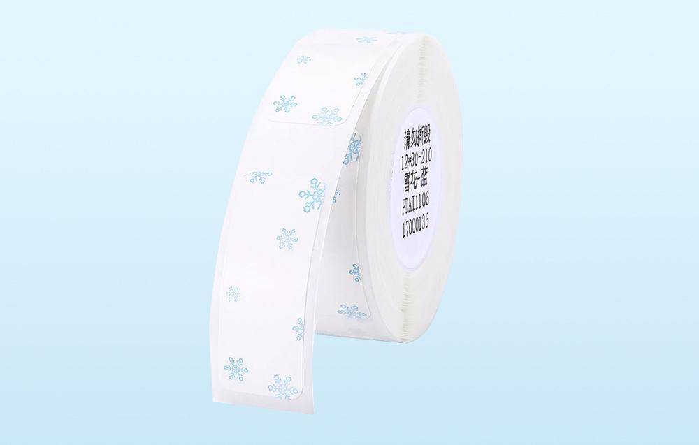 Niimbot Thermoetiketten, 12x30 mm, 1 x Rolle mit 210 Stück, Schneeflocken