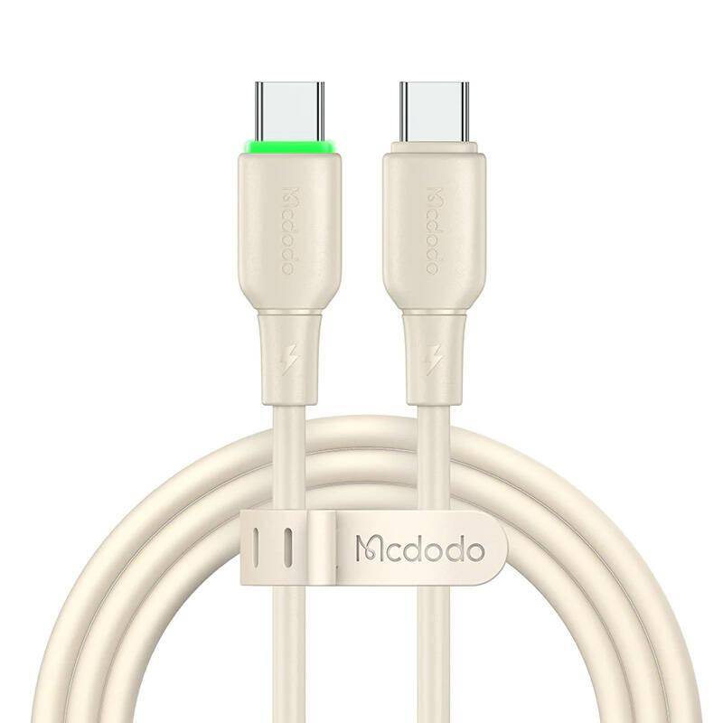 Mcdodo CA-4770 Liquid Silicon Cable, USB-C - USB-C Kabel mit LED, 65W, 1,2m, beige