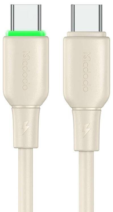 Mcdodo CA-4770 Liquid Silicon Cable, USB-C - USB-C Kabel mit LED, 65W, 1,2m, beige