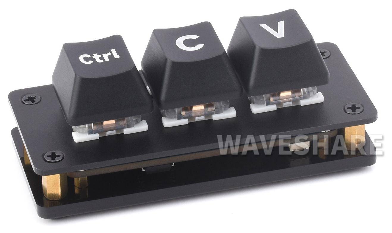 Waveshare Ctrl C + V Shortcut Keyboard Basic Version, RP2040 Dual Type-C, RGB, programmierbar