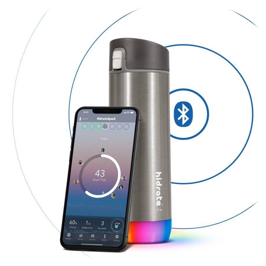 HidrateSpark, 620 ml, BPA freie intelligente Edelstahl-Trinkflasche, Chug