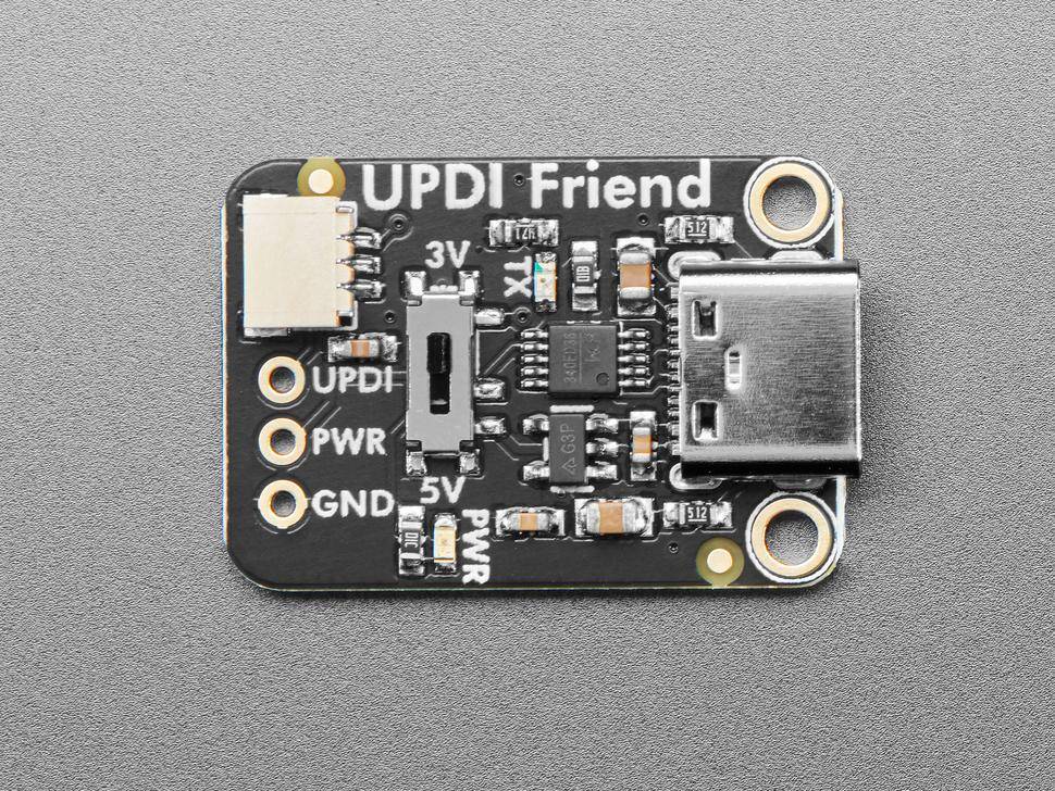 Adafruit UPDI Friend, 3V/5V Stromversorgung, CH340E Chip, USB-C, 3V/5V, 1K Rückkopplungswiderstand