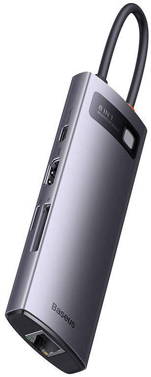 Baseus Metal Gleam 8in1 Hub, USB-C zu 3x USB 3.1 + HDMI 4K@60Hz + USB-C PD + Ethernet RJ45 + SD