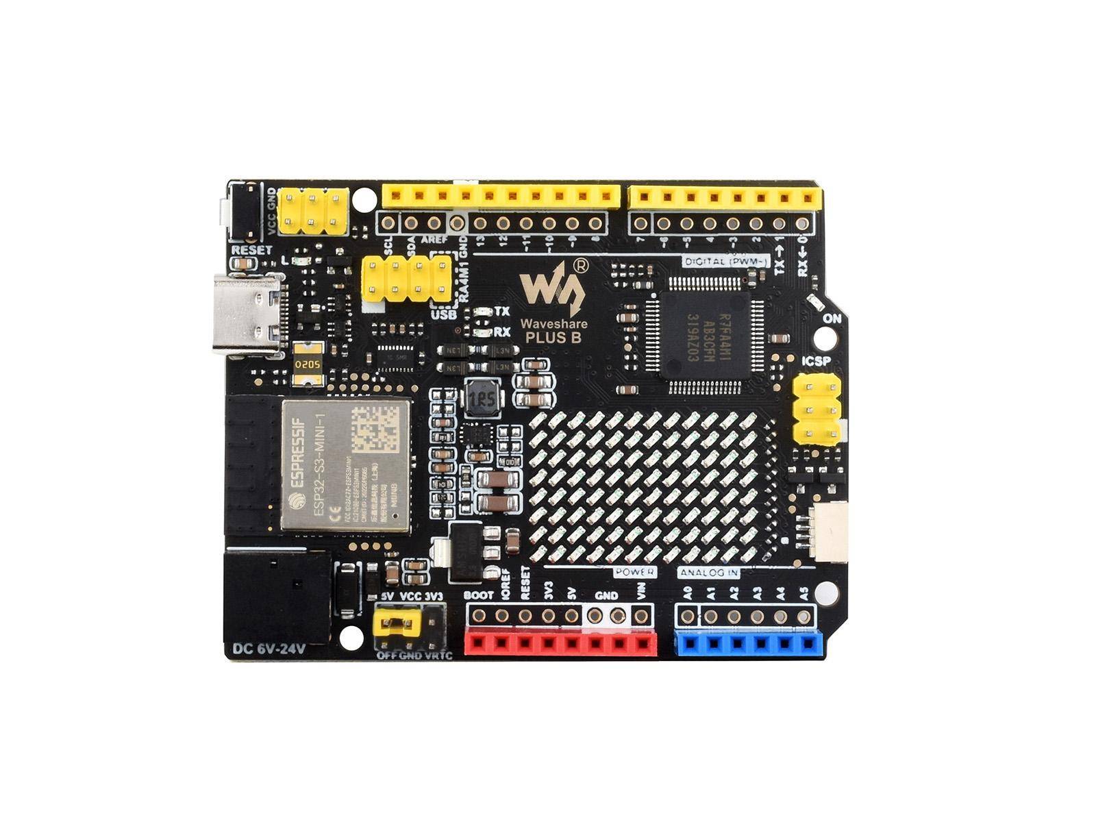 Waveshare R7FA4 PLUS B Entwicklungsboard für Arduino UNO R4, ESP32-S3FN8, 12x8 LED-Matrix, 3.3-5V