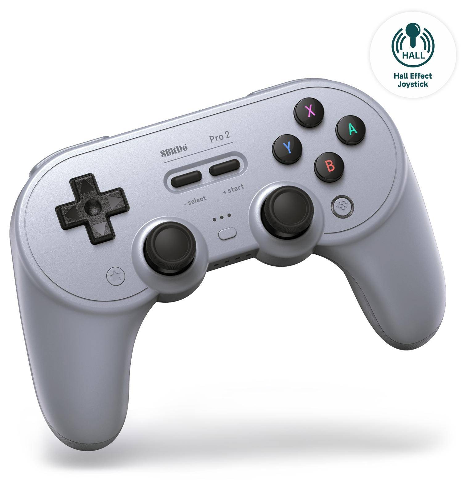 8BitDo PRO 2 Gamepad Hall-Effekt Technologie, Bluetooth USB-C, programmierbar, 1000 mAh, Grau