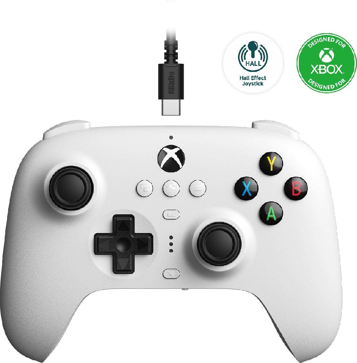 8BitDo Ultimate Wired Controller für Xbox, Hall ED Anti-Stick-Drift, Bluetooth / USB-C, weiß