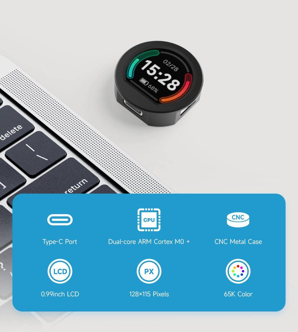 Waveshare RP2040 MCU Board, 0.99" rundes LCD, 133MHz, Gyroskop, Beschleunigungsmesser, Metallgehäuse