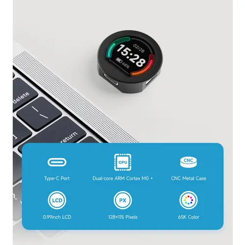 Waveshare RP2040 MCU Board, 0.99" rundes LCD, 133MHz, Gyroskop, Beschleunigungsmesser, Metallgehäuse Waveshare RP2040 MCU Board, 0.99" rundes LCD, 133MHz, Gyroskop, Beschleunigungsmesser, Metallgehäuse