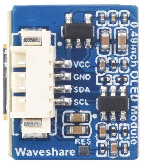 Waveshare 0.49" OLED Display Modul, 64x32, I2C, SSD1315 Treiber, SDA/SCL, 3.3-5V, Schwarz/Weiß