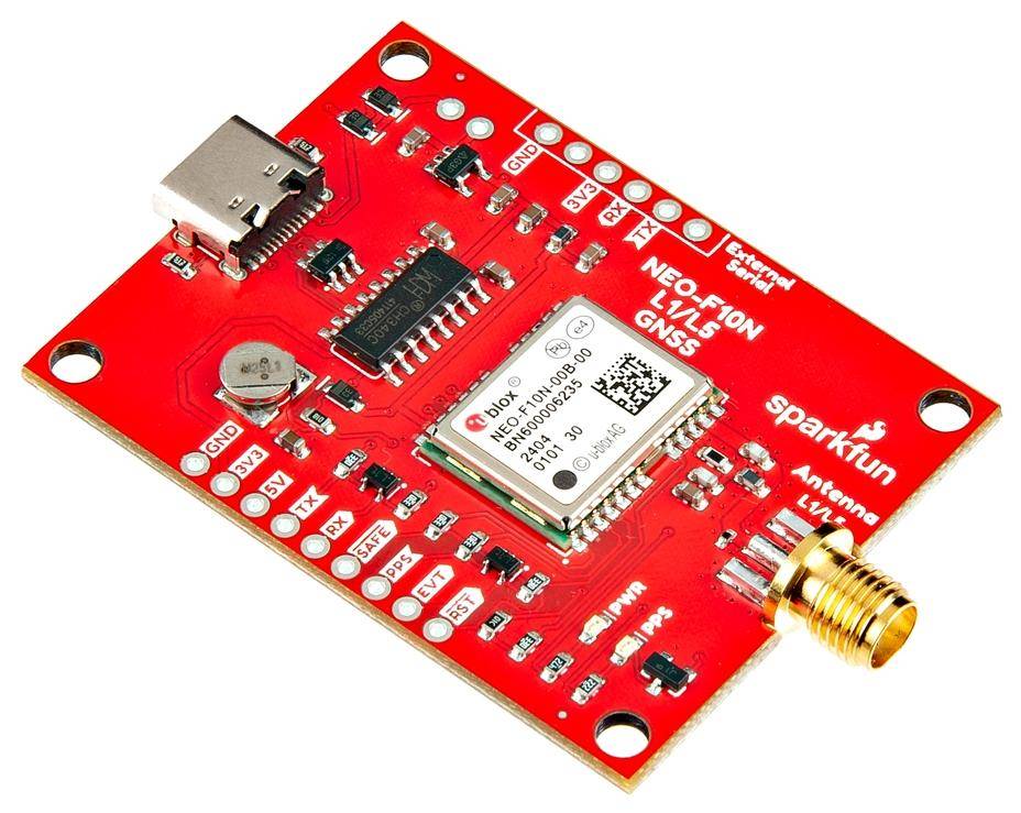 SparkFun GNSS L1/L5 Breakout NEO-F10N, SMA, GPS Galileo BeiDou, USB-Seriell, 21-26mA, 3.3/5V