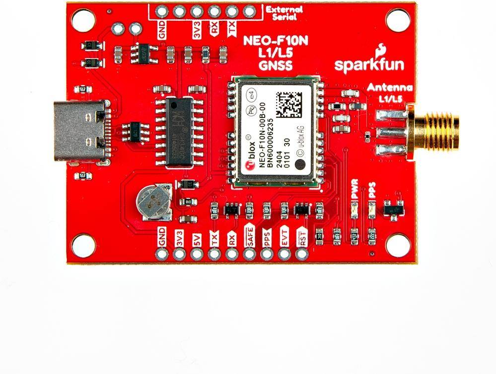 SparkFun GNSS L1/L5 Breakout NEO-F10N, SMA, GPS Galileo BeiDou, USB-Seriell, 21-26mA, 3.3/5V