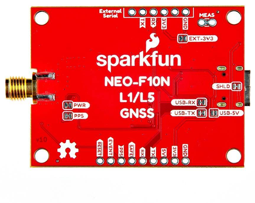 SparkFun GNSS L1/L5 Breakout NEO-F10N, SMA, GPS Galileo BeiDou, USB-Seriell, 21-26mA, 3.3/5V