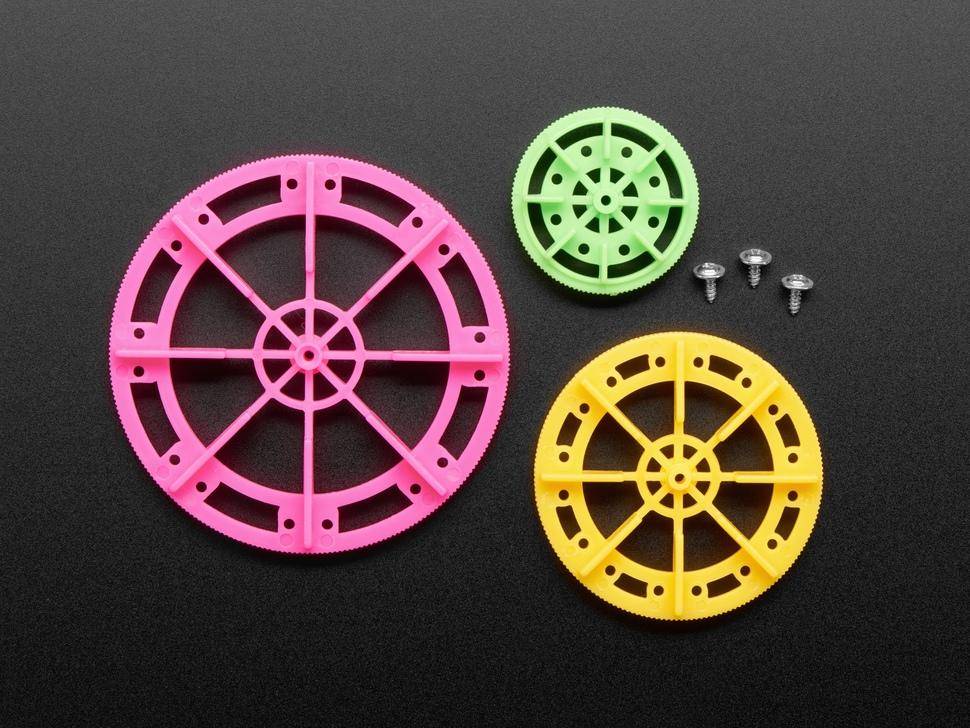 Adafruit, TT Motor Paddle Wheel Pack, Paddelrad-Set für Gearbox DC-Motoren, 3 Groessen, mehrfarbig