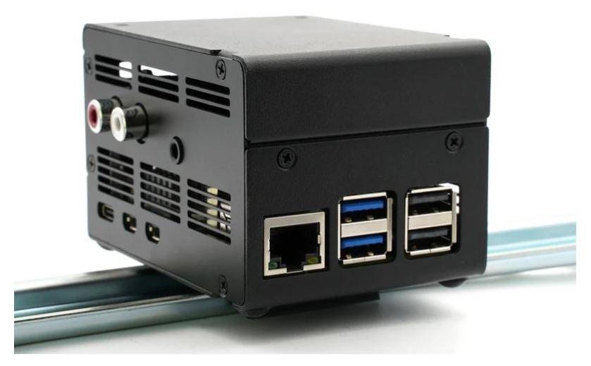 KKSB Gehäuse für Raspberry Pi 5 , passend für IQaudio DAC+ / Pro, Aluminium, eloxiert, schwarz