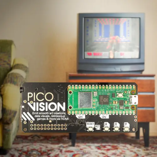 Pimoroni PicoVision, Dual Arm Cortex M0+ 264kB SRAM, 2x8MB PSRAM, Qwiic/STEMMA QT Pimoroni PicoVision, Dual Arm Cortex M0+ 264kB SRAM, 2x8MB PSRAM, Qwiic/STEMMA QT