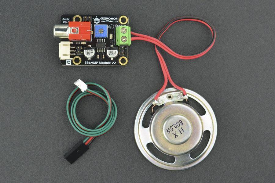 DFRobot 386AMP Audioverstärkermodul, 20-fache Verstärkung, 325mW Ausgangsleistung, LM386 Chip, 4-12V