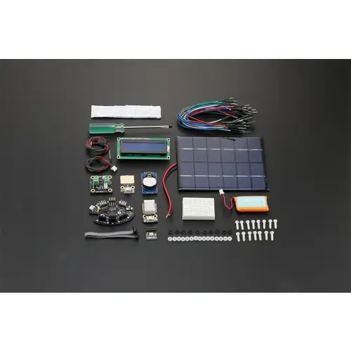 DFRobot Wetterstation-Kit, LCD Modul, DHT22, Touch-Sensor, Barometersensor, Echtzeituhr, Solar-Panel DFRobot Wetterstation-Kit, LCD Modul, DHT22, Touch-Sensor, Barometersensor, Echtzeituhr, Solar-Panel