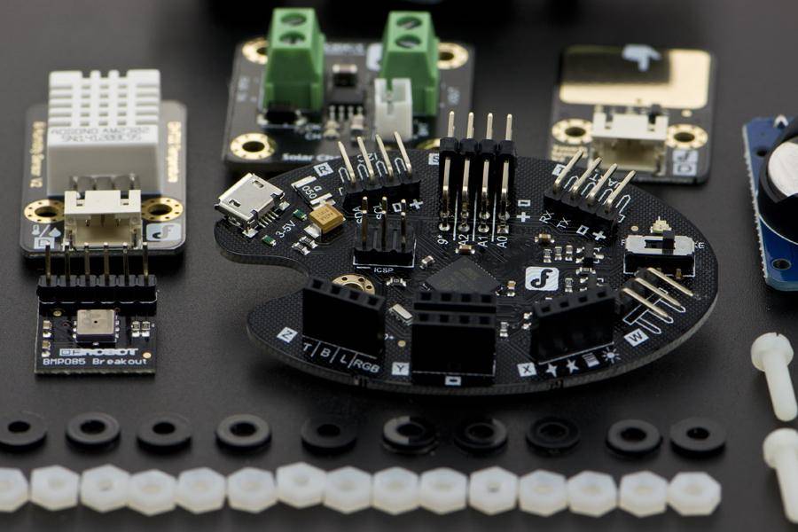 DFRobot Wetterstation-Kit, LCD Modul, DHT22, Touch-Sensor, Barometersensor, Echtzeituhr, Solar-Panel