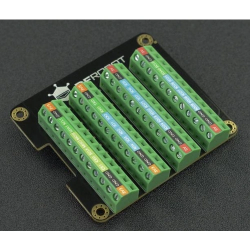 DFRobot Raspberry Pi 4B GPIO Terminal Block HAT, 28 GPIO, 4x 3.3V, 4x 5V, 12x GND, 32 LEDs DFRobot Raspberry Pi 4B GPIO Terminal Block HAT, 28 GPIO, 4x 3.3V, 4x 5V, 12x GND, 32 LEDs