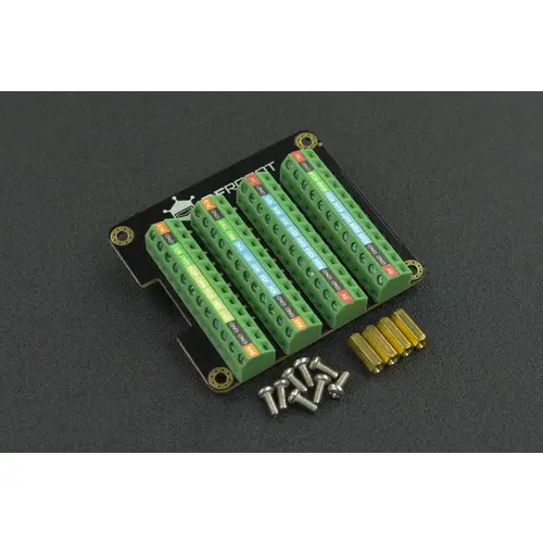 DFRobot Raspberry Pi 4B GPIO Terminal Block HAT, 28 GPIO, 4x 3.3V, 4x 5V, 12x GND, 32 LEDs DFRobot Raspberry Pi 4B GPIO Terminal Block HAT, 28 GPIO, 4x 3.3V, 4x 5V, 12x GND, 32 LEDs
