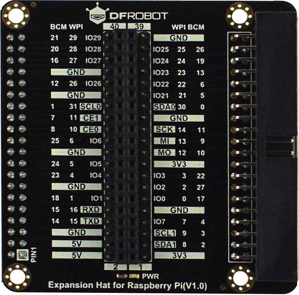 DFRobot IO Expansion Hat für Raspberry Pi 5/4/400/3, 40PIN GPIO Vergleichssiebdrucke, BCM / WPI Code