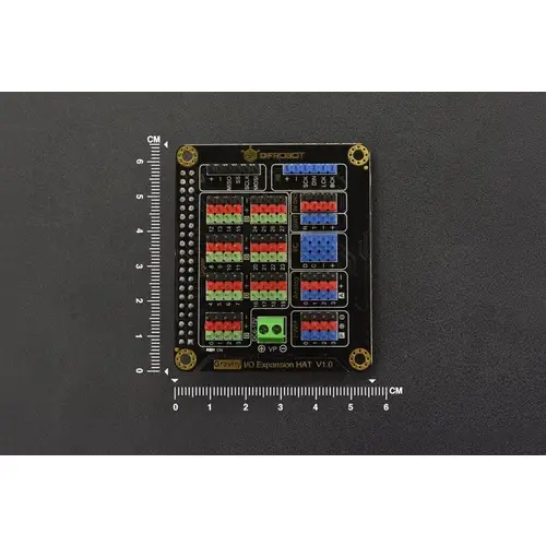 DFRobot IO Expansion HAT für Raspberry Pi 5/4B/3B+, Sensor-Schnittstelle, PWM, I2C, UART, 5V DFRobot IO Expansion HAT für Raspberry Pi 5/4B/3B+, Sensor-Schnittstelle, PWM, I2C, UART, 5V