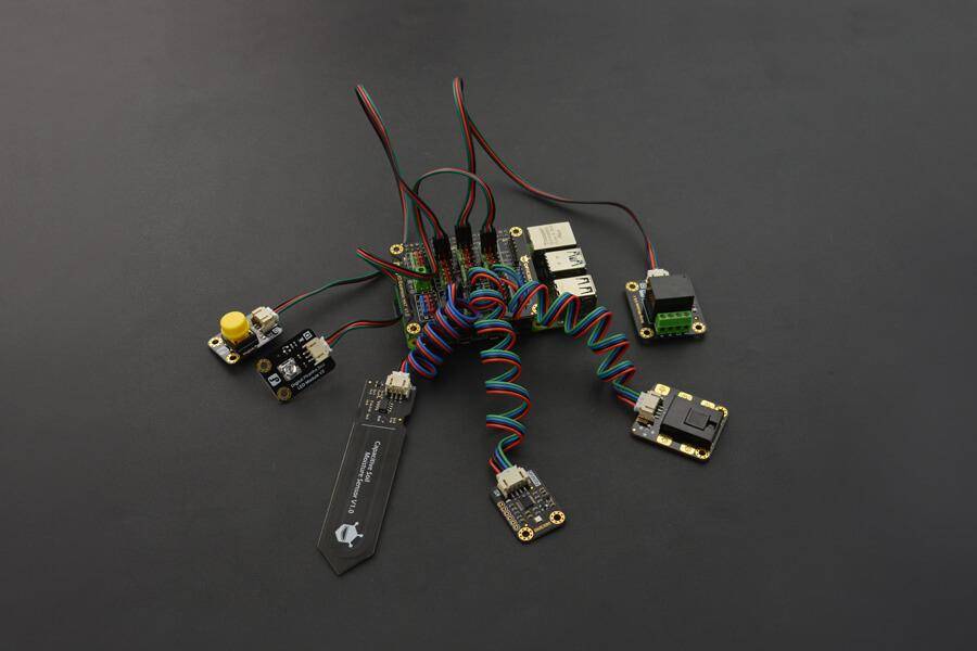 DFRobot IO Expansion HAT für Raspberry Pi 5/4B/3B+, Sensor-Schnittstelle, PWM, I2C, UART, 5V