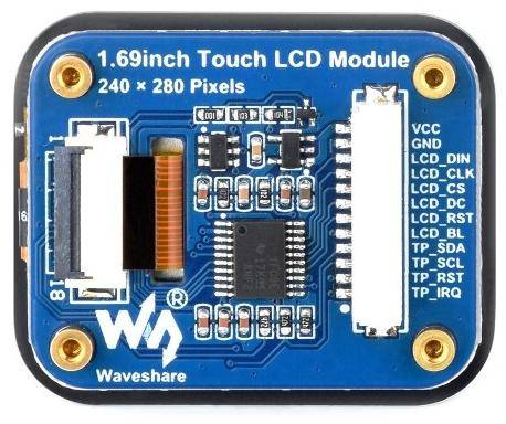 Waveshare 1.69 Zoll Rundes LCD Display, 240x280, IPS, Touchscreen, SPI/I2C, 3.3V-5V