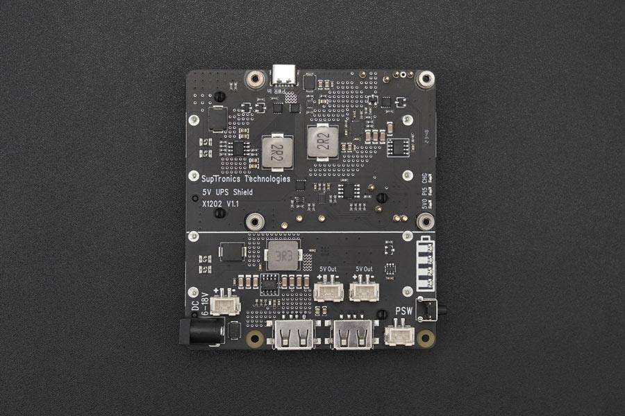 DFRobot 18650 Batterie UPS HAT für Raspberry Pi 5 , 5.1V / 5A, 3A Quick Charge, I2C, 95% Effizienz