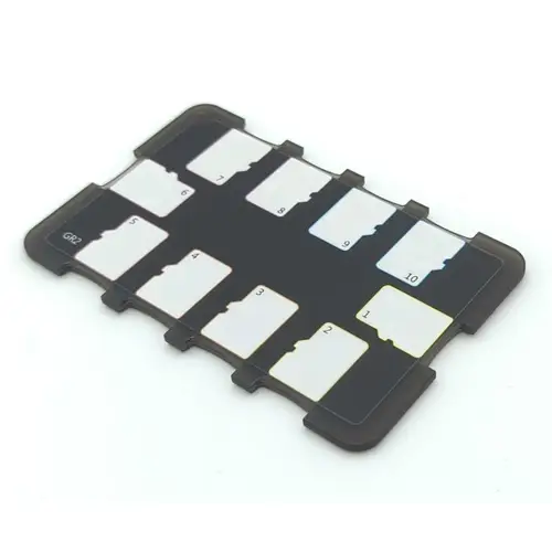 microSD Kartenhalter, 10 Steckplätze, Rückseite nummeriert/beschriftbar, ABS Kunststoff, schwarz microSD Kartenhalter, 10 Steckplätze, Rückseite nummeriert/beschriftbar, ABS Kunststoff, schwarz